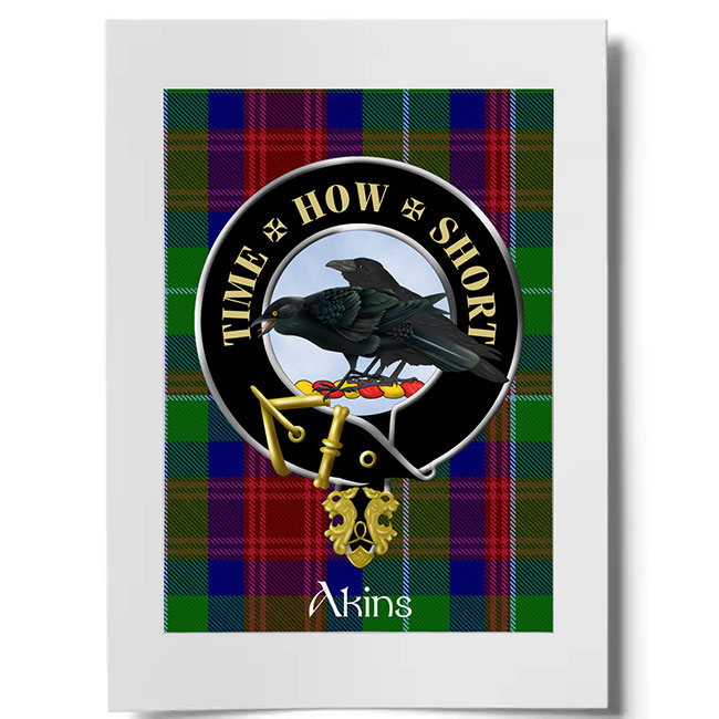 Akins Scottish Clan Crest Ready to Frame Print