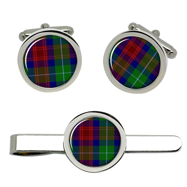 Akins Scottish Tartan Cufflinks and Tie Clip Set