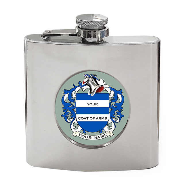 Any Surname Coat of Arms Hip Flask