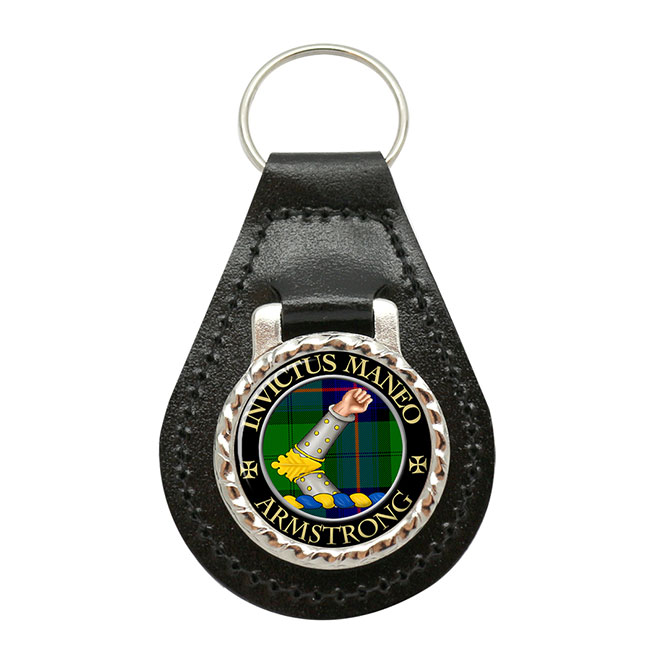 Armstrong Vambraced Scottish Clan Crest Leather Key Fob