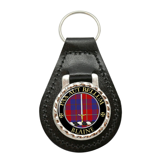 Blaine Scottish Clan Crest Leather Key Fob