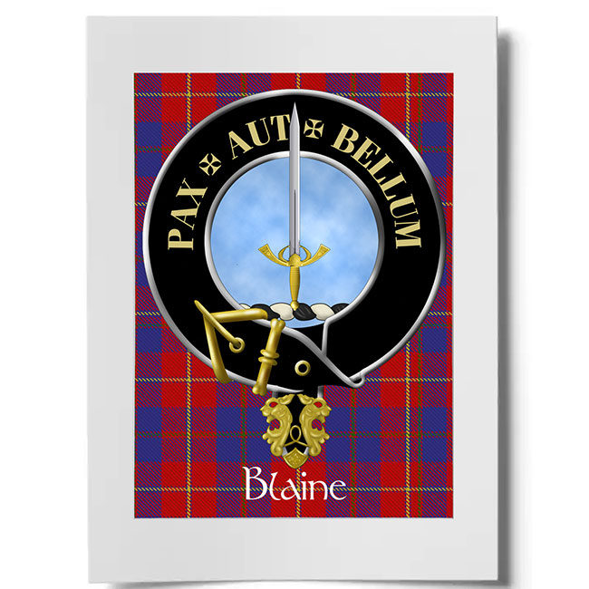 Blaine Scottish Clan Crest Ready to Frame Print