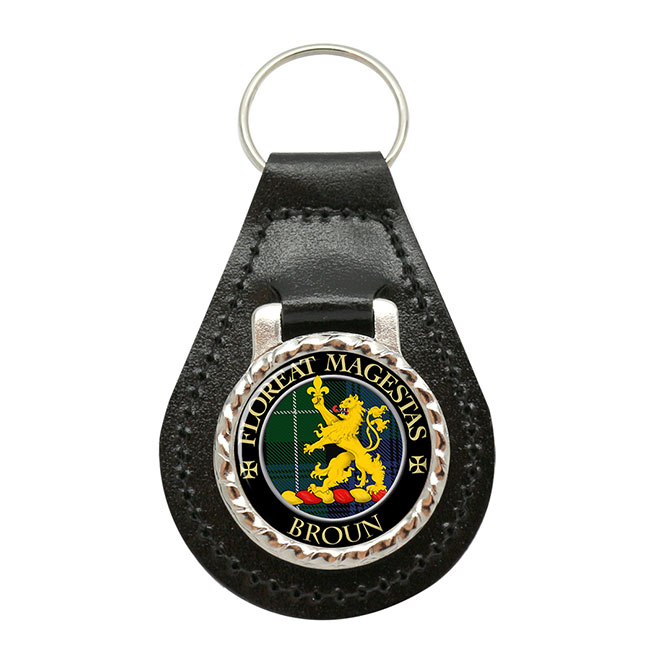 Broun Scottish Clan Crest Leather Key Fob