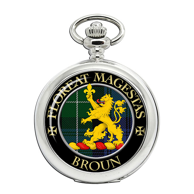 Broun Scottish Clan Crest Pocket Watch