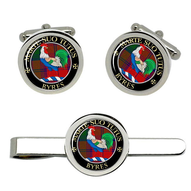 Byres Scottish Clan Crest Cufflink and Tie Clip Set