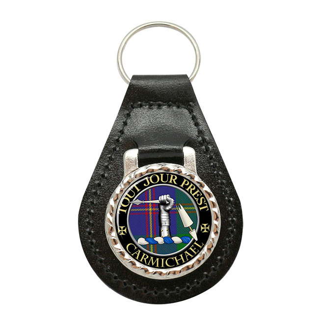 Carmichael Scottish Clan Crest Leather Key Fob