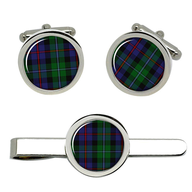 Campbell of Cawdor Scottish Tartan Cufflinks and Tie Clip Set