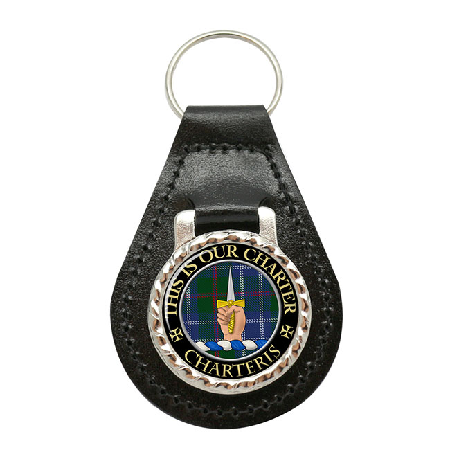 Charteris Scottish Clan Crest Leather Key Fob