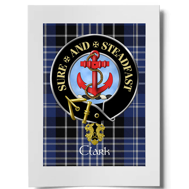 Clark (anchor crest) Scottish Clan Crest Ready to Frame Print