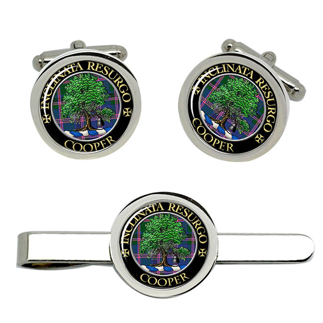 Cooper Scottish Clan Crest Cufflink and Tie Clip Set