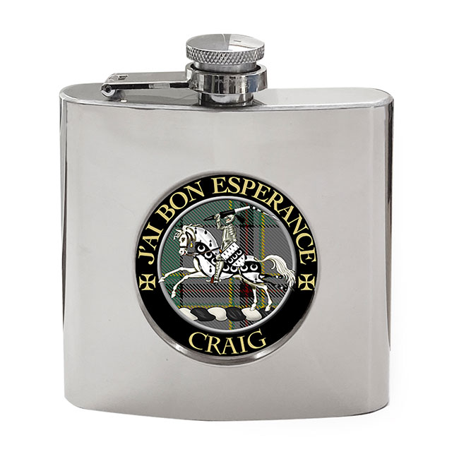 Craig (French Motto) Scottish Clan Crest Hip Flask