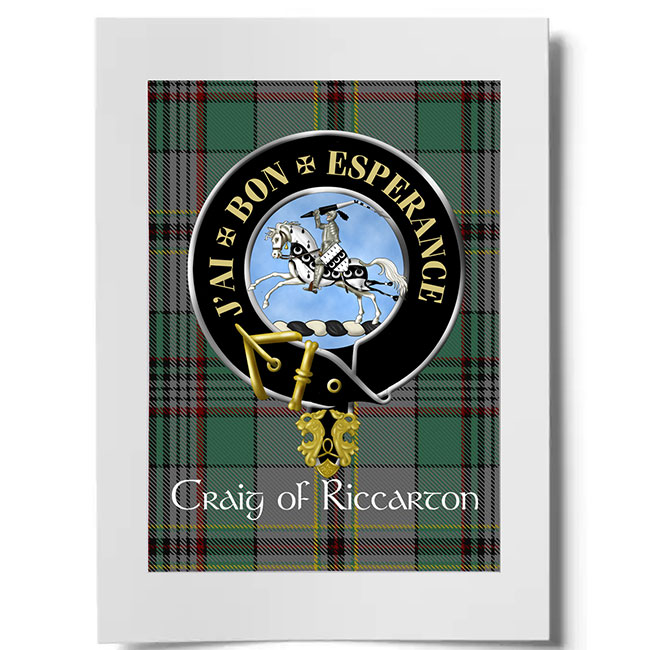 Craig (French Motto) Scottish Clan Crest Ready to Frame Print