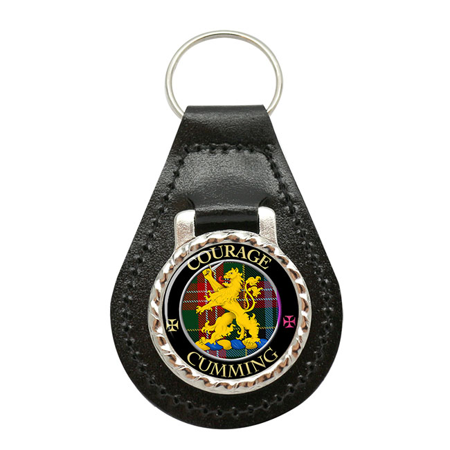 Cumming Scottish Clan Crest Leather Key Fob