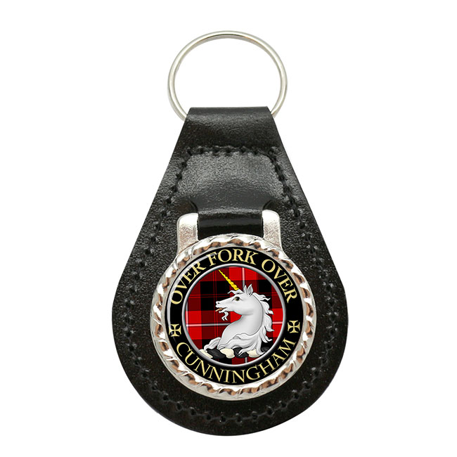 Cunningham Scottish Clan Crest Leather Key Fob