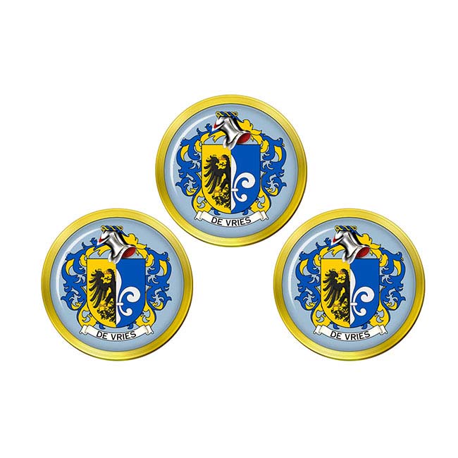 de Vries (Netherlands) Coat of Arms Golf Ball Markers - Family Crests