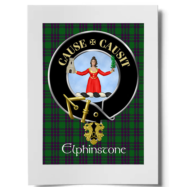 Elphinstone Scottish Clan Crest Ready to Frame Print