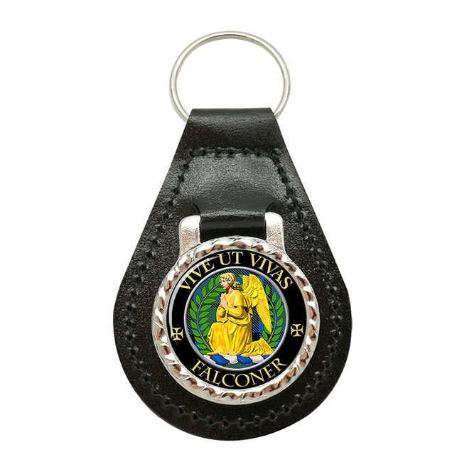 Falconer Scottish Clan Crest Leather Key Fob