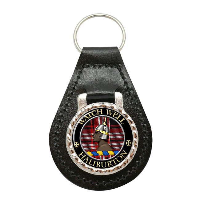 Haliburton Scottish Clan Crest Leather Key Fob