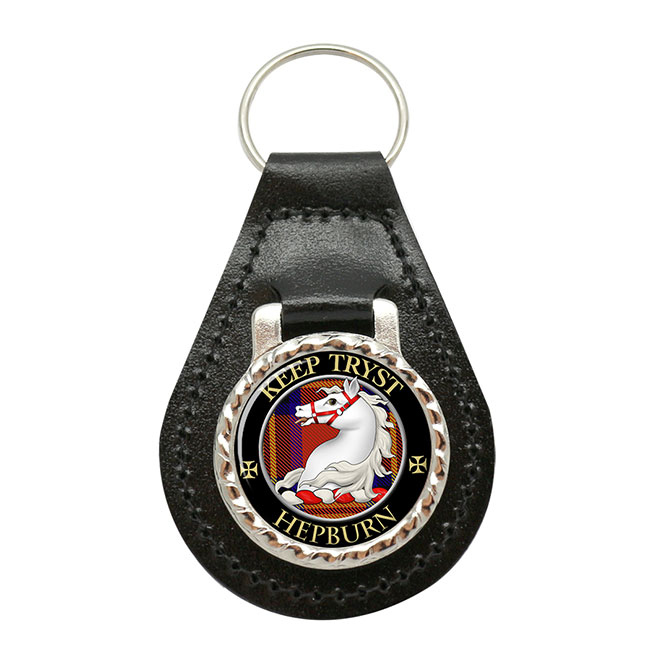 Hepburn Scottish Clan Crest Leather Key Fob