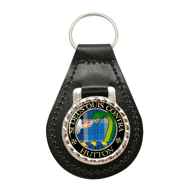 Hutton Scottish Clan Crest Leather Key Fob