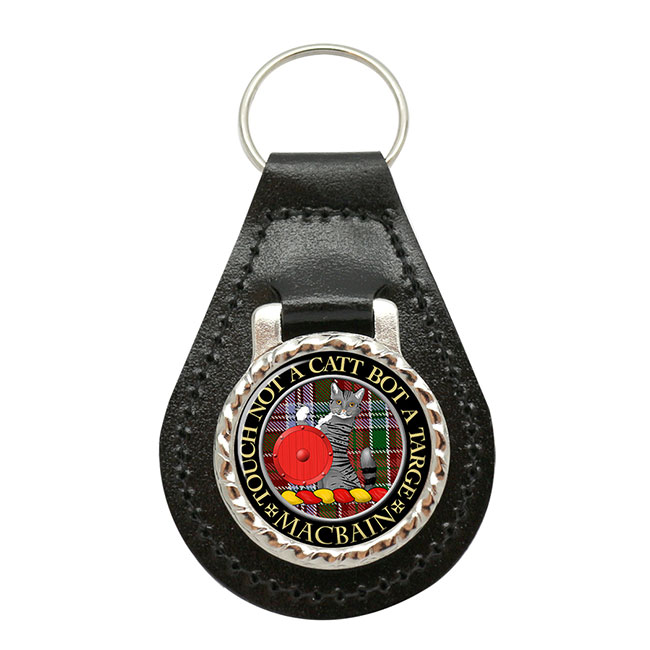 MacBain Scottish Clan Crest Leather Key Fob