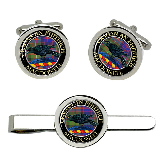 MacDonell of Glengarry Scottish Clan Crest Cufflink and Tie Clip Set