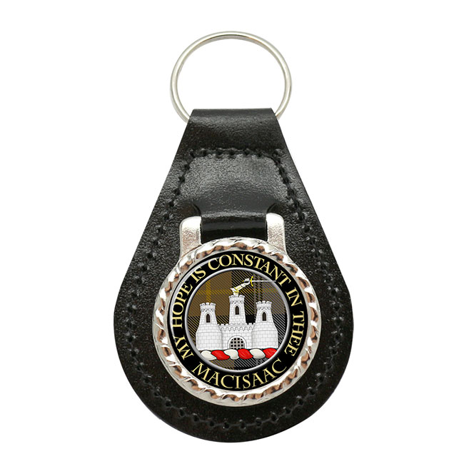 MacIsaac Scottish Clan Crest Leather Key Fob