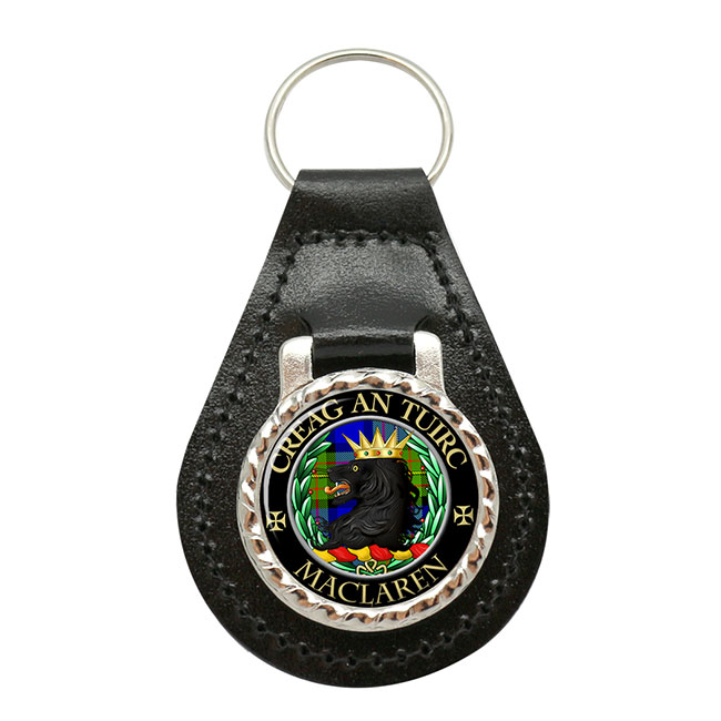 MacLaren Scottish Clan Crest Leather Key Fob
