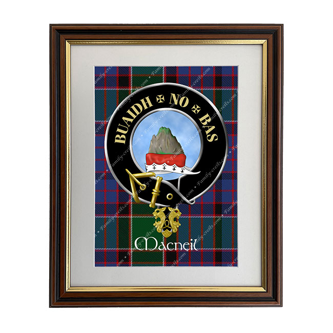MacNeil (Buaidh no Bas motto Scottish Clan Crest Framed Print