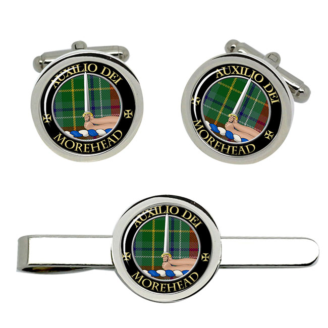 Morehead Scottish Clan Crest Cufflink and Tie Clip Set