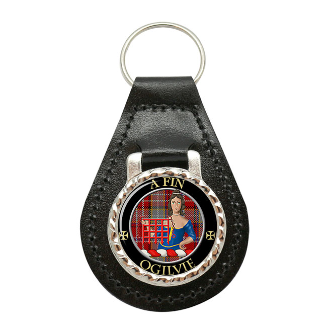 Ogilvie Scottish Clan Crest Leather Key Fob