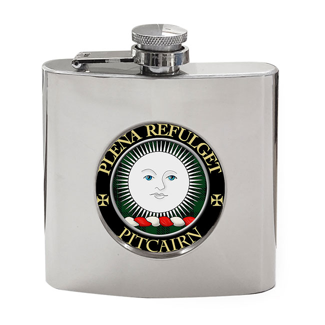 Pitcairn Scottish Clan Crest Hip Flask