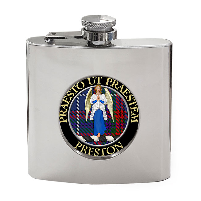 Preston Scottish Clan Crest Hip Flask