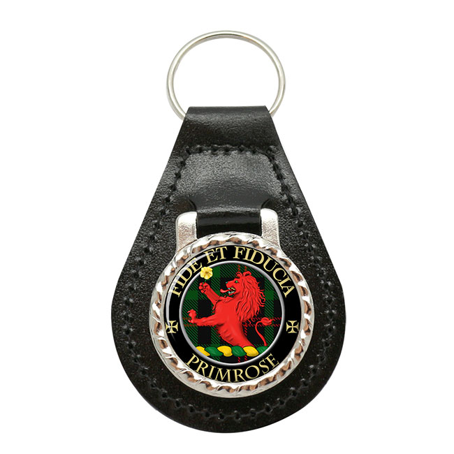 Primrose Scottish Clan Crest Leather Key Fob