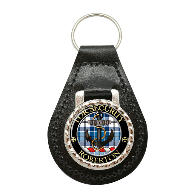 Roberton Scottish Clan Crest Leather Key Fob