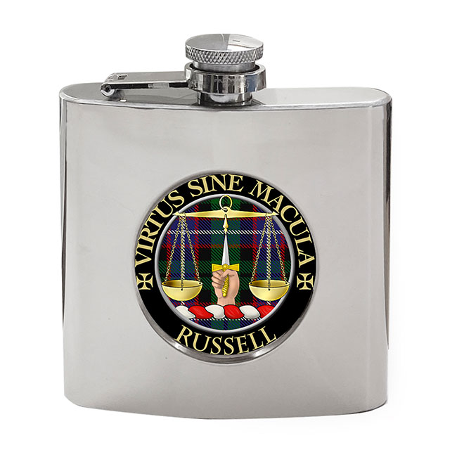 Russell Scottish Clan Crest Hip Flask