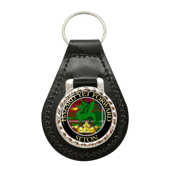 Seton Scottish Clan Crest Leather Key Fob