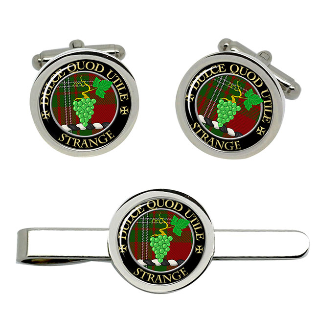 Strange Scottish Clan Crest Cufflink and Tie Clip Set