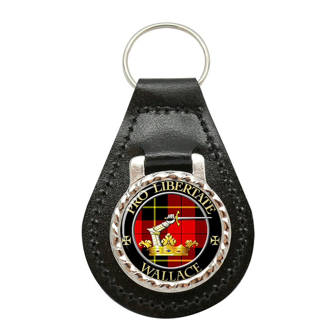 Wallace Scottish Clan Crest Leather Key Fob