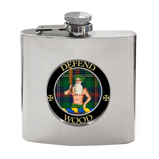 Wood Scottish Clan Crest Hip Flask