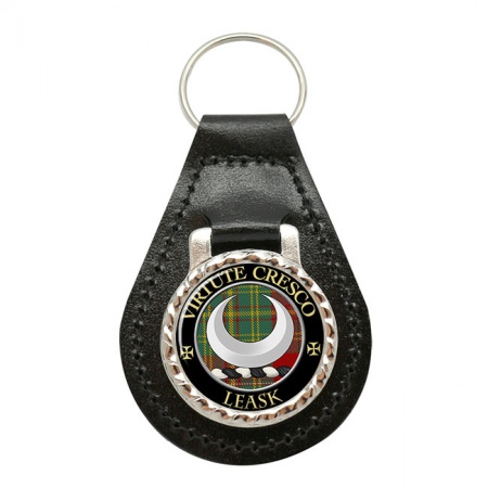 Leask Scottish Clan Crest Leather Key Fob