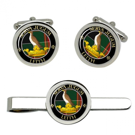 Leith Scottish Clan Crest Cufflink and Tie Clip Set