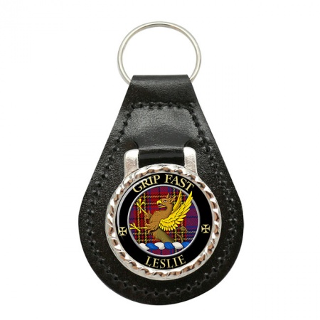 Leslie Scottish Clan Crest Leather Key Fob