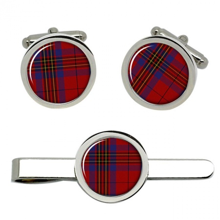 Leslie Scottish Tartan Cufflinks and Tie Clip Set
