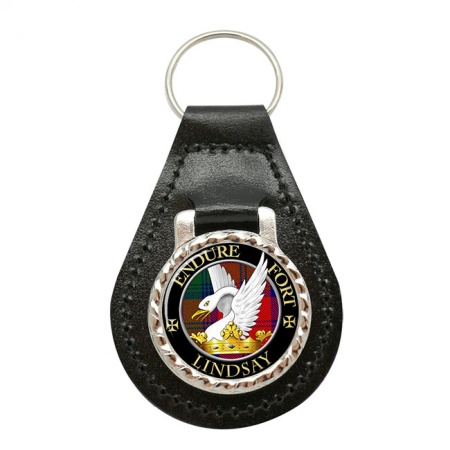 Lindsay Scottish Clan Crest Leather Key Fob