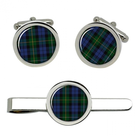 Campbell of Loudoun Scottish Tartan Cufflinks and Tie Clip Set