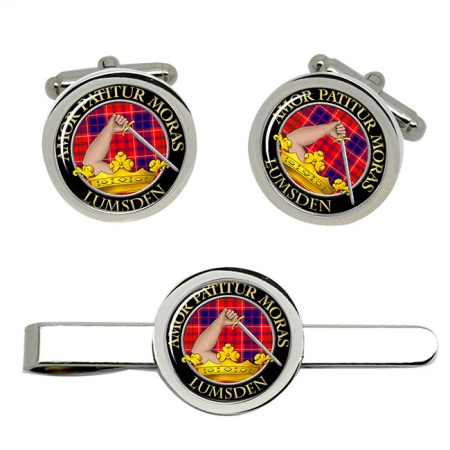 Lumsden Scottish Clan Crest Cufflink and Tie Clip Set