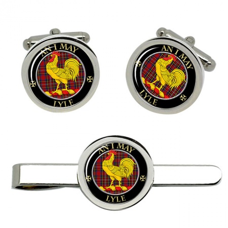 Lyle Scottish Clan Crest Cufflink and Tie Clip Set