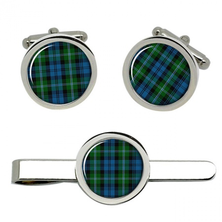 Lyon Scottish Tartan Cufflinks and Tie Clip Set