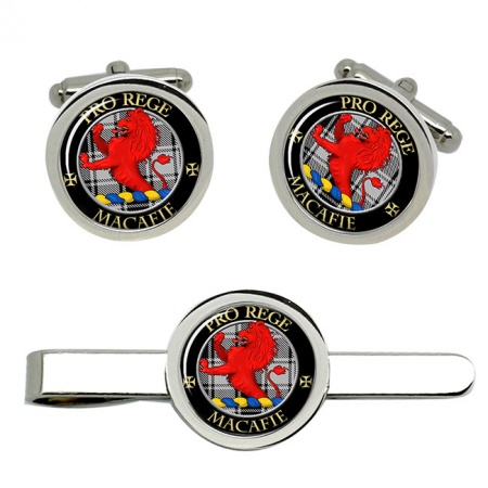 Macafie (Ancient) Scottish Clan Crest Cufflink and Tie Clip Set